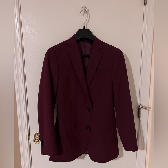 J Ferrar Burgundy Suit Jacket - Picture 1 of 4